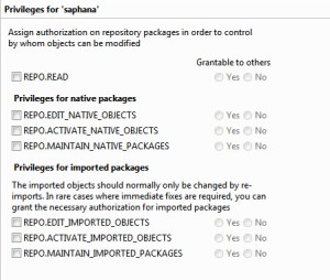 SAP HANA Package Privileges